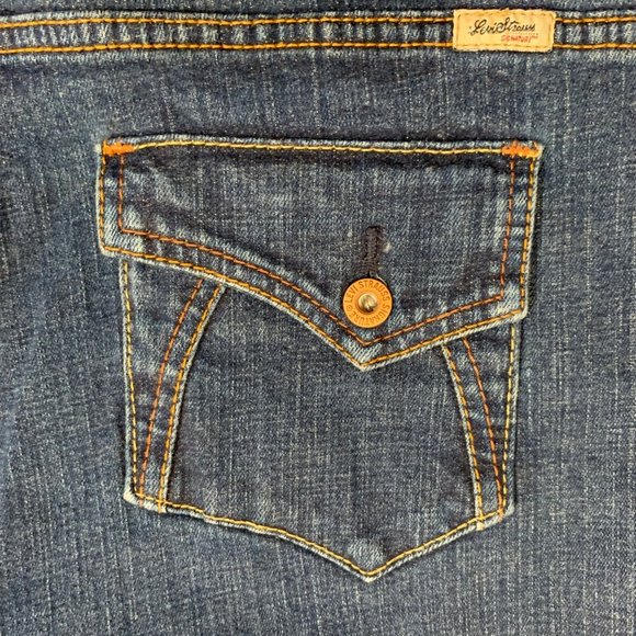 Levis Strauss Stretch Womens Jeans Misses Size 16 Blue Flap Pocket Boot Cut - Picture 5 of 16